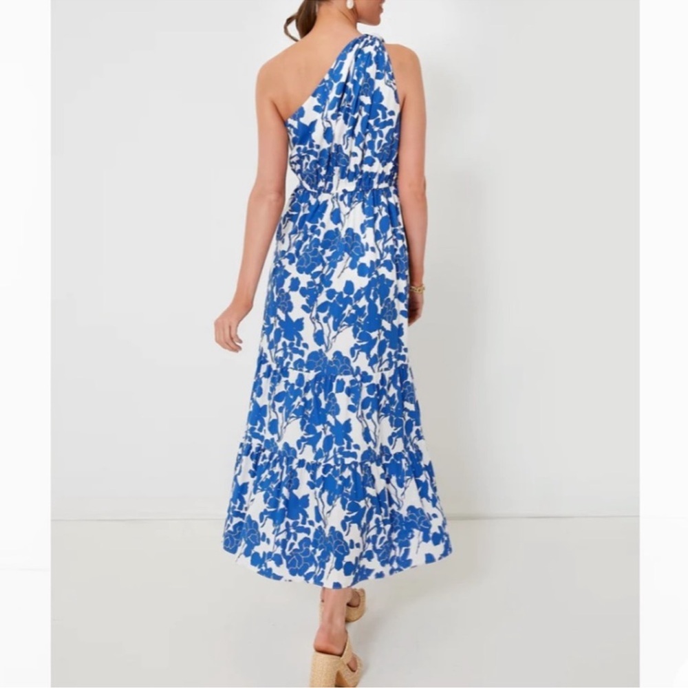 Tuckernuck Hyacinth House Blue and White Floral One Shoulder Dress - Picture 2 of 9